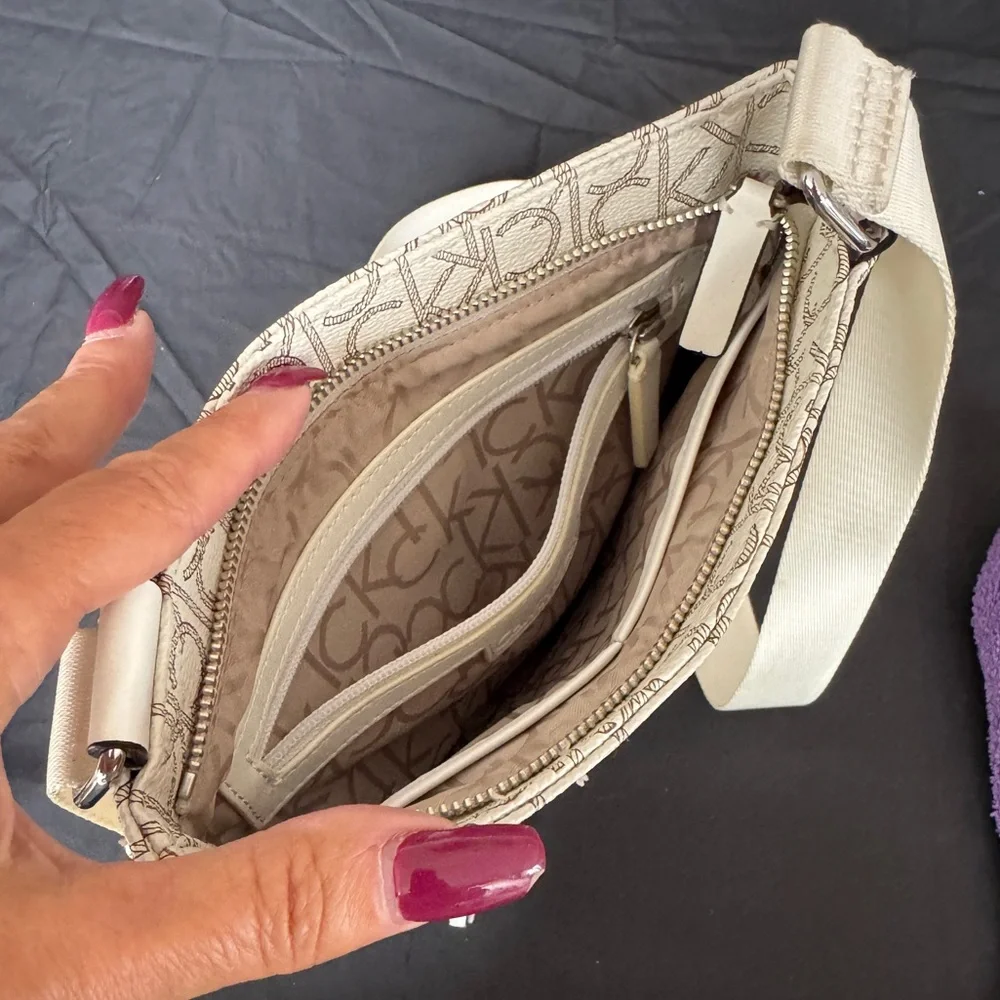 CK Signature Monogram Cream Crossbody Bag - Picture 5 of 5